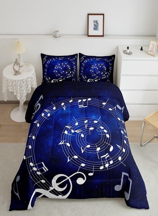 Homewish Music Note Swirl Comforter Set Blue Starry Sky Bedding Set for Kids Girls Women Adults Music Stave Comforter Guitar Piano Quilted Duvet Set Bedroom Collection Twin Pink 2Pcs - Image 2
