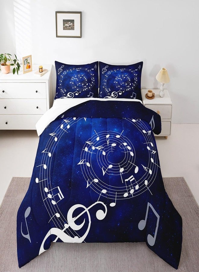 Homewish Music Note Swirl Comforter Set Blue Starry Sky Bedding Set for Kids Girls Women Adults Music Stave Comforter Guitar Piano Quilted Duvet Set Bedroom Collection Twin Pink 2Pcs - Image 1