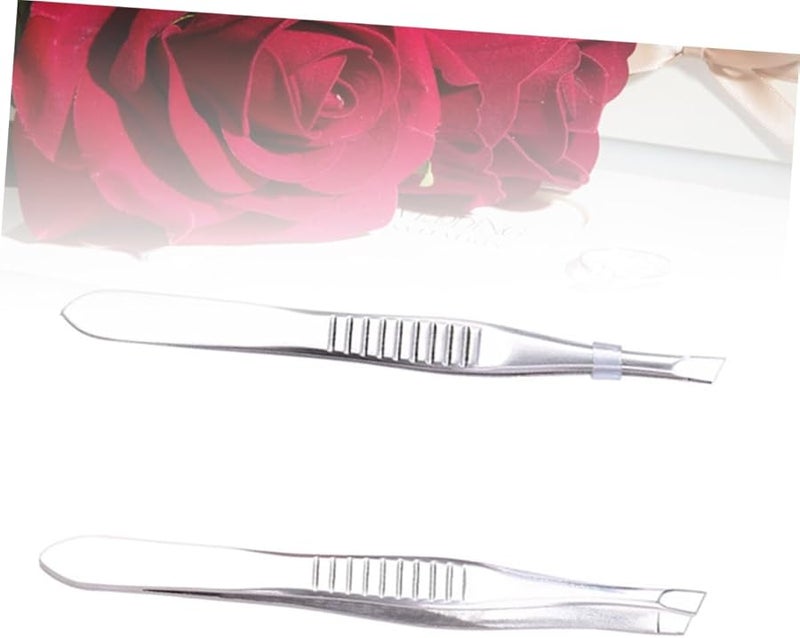 2Pcs Professional Eyebrow Kit Stainless Steel Tweezers Hair Removal Tool Portable Grooming - Image 4