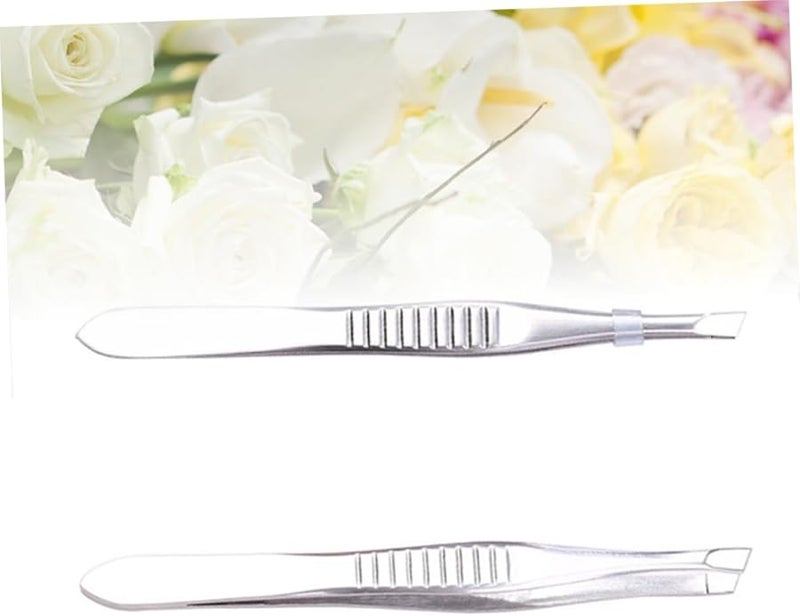 2Pcs Professional Eyebrow Kit Stainless Steel Tweezers Hair Removal Tool Portable Grooming - Image 2