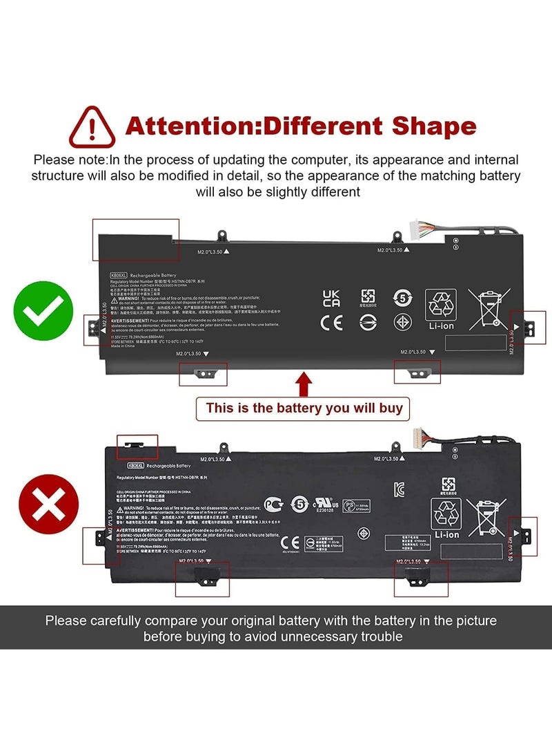 KB06XL Battery Compatible with Spectre X360 15-BL002XX 15-BL001NG 15-BL075NR Z6K96EA Z6L01EA 15T-BL00 2017 Series; Replacement for HSTNN-DB7R KB06XL TPN-Q179 902401-2C1 11.55V - Image 4