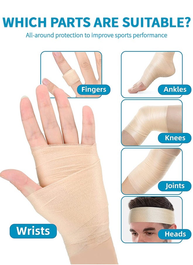 GROIC - 2 Pack Athletic Pre Wrap Tape & Self Adhesive Bandage, Premium Athletic Tape Easy Tear Sports Foam Bandage, Sport Pre wrap Athletic Tape for Ankles Wrists Hands Elbows and Knees - Image 1