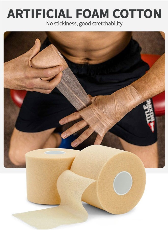 GROIC - 2 Pack Athletic Pre Wrap Tape & Self Adhesive Bandage, Premium Athletic Tape Easy Tear Sports Foam Bandage, Sport Pre wrap Athletic Tape for Ankles Wrists Hands Elbows and Knees - Image 1