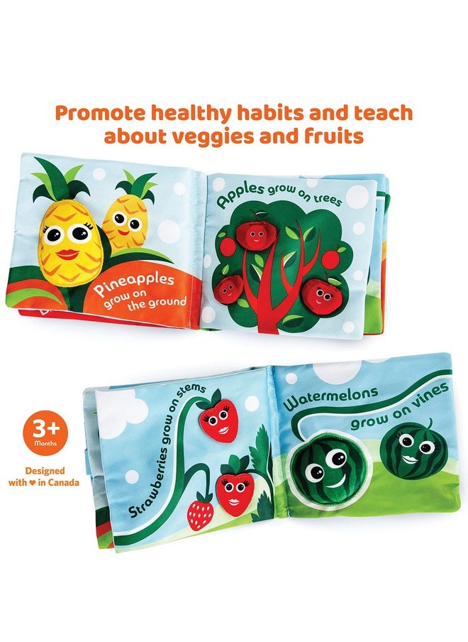 BabyBibi Soft Baby Book Where Veggies & Fruits Come From''. Interactive Teething Infant Book Touch & Feel Crinkle Cloth Book For Babies 3 Months+  - Image 4