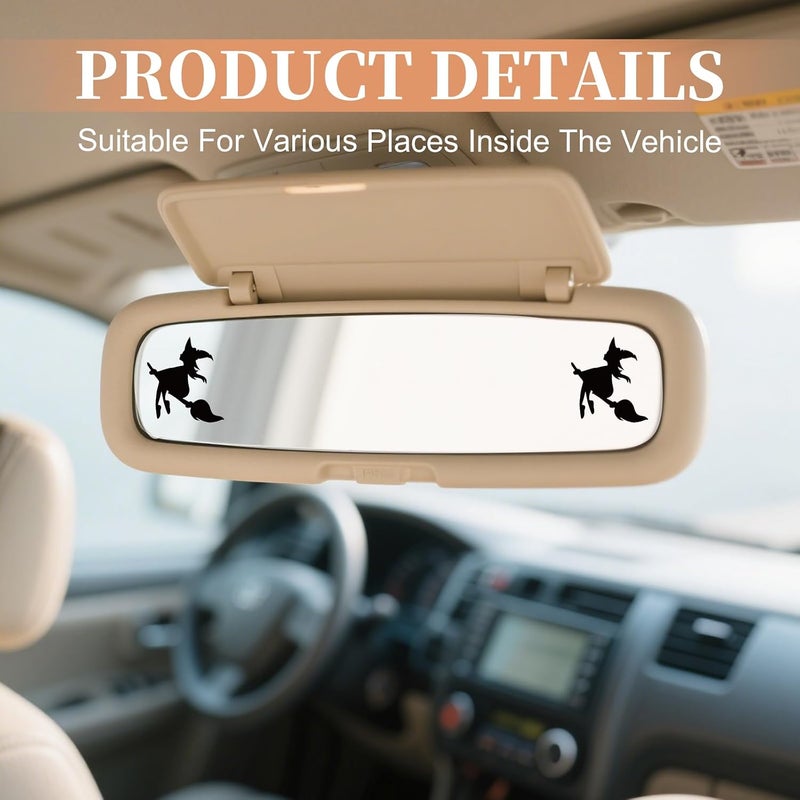 Rislobx Cute Witch Rearview Mirror Decal, 3PCS Witch Vanity Mirror Sticker, Waterproof Car Window Decorative Film for Bottle Skateboard Motorcycle Notebook - Image 4