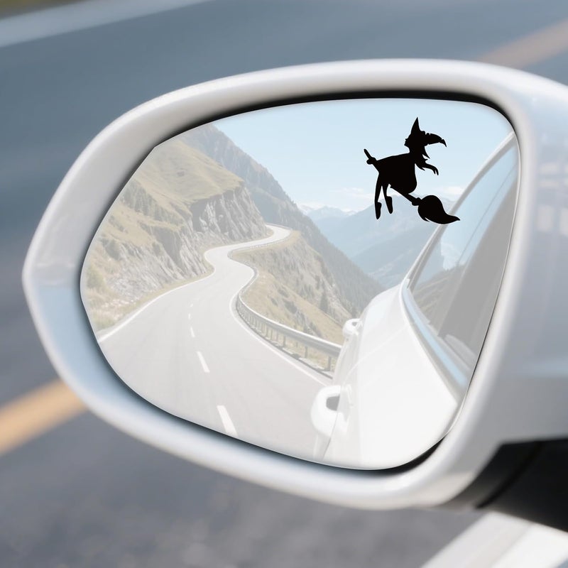 Rislobx Cute Witch Rearview Mirror Decal, 3PCS Witch Vanity Mirror Sticker, Waterproof Car Window Decorative Film for Bottle Skateboard Motorcycle Notebook - Image 5