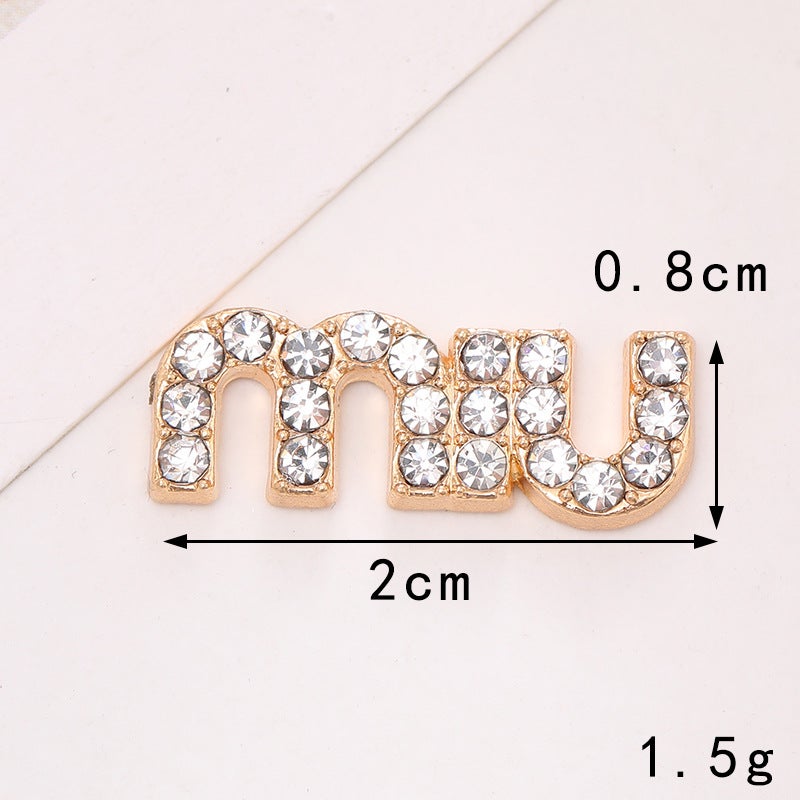 Hot sale zinc alloy letter phone case beauty stickers diamond accessories accessories hole shoes diy accessories clothing accessories women D1999 small letters (gold)