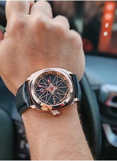 TOMI TOMI Watch With Black Leather Strap For Unisex-Displaying The Date on a Daily Basis  - Image 2