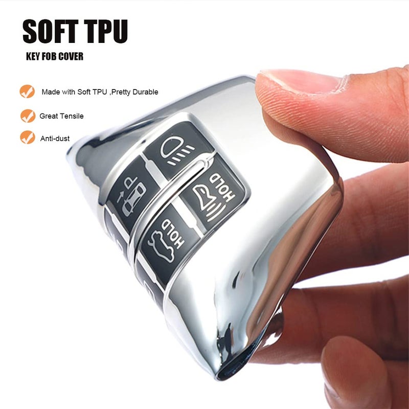 غطاء مفتاح TPU فضي لهيونداي جينيسيس مع 8 أزرار، إكسسوارات غلاف ذكي - Image 5