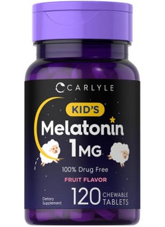 CARLYLE Kids Melatonin 1mg, Fruit Flavor, 120 Chewable Tablets  - Image 1
