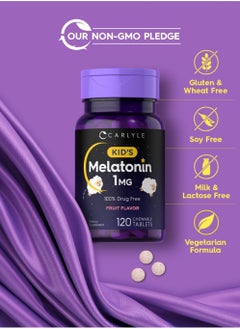 CARLYLE Kids Melatonin 1mg, Fruit Flavor, 120 Chewable Tablets  - Image 4
