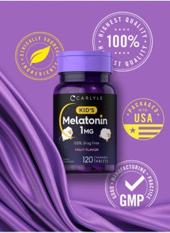 CARLYLE Kids Melatonin 1mg, Fruit Flavor, 120 Chewable Tablets  - Image 5