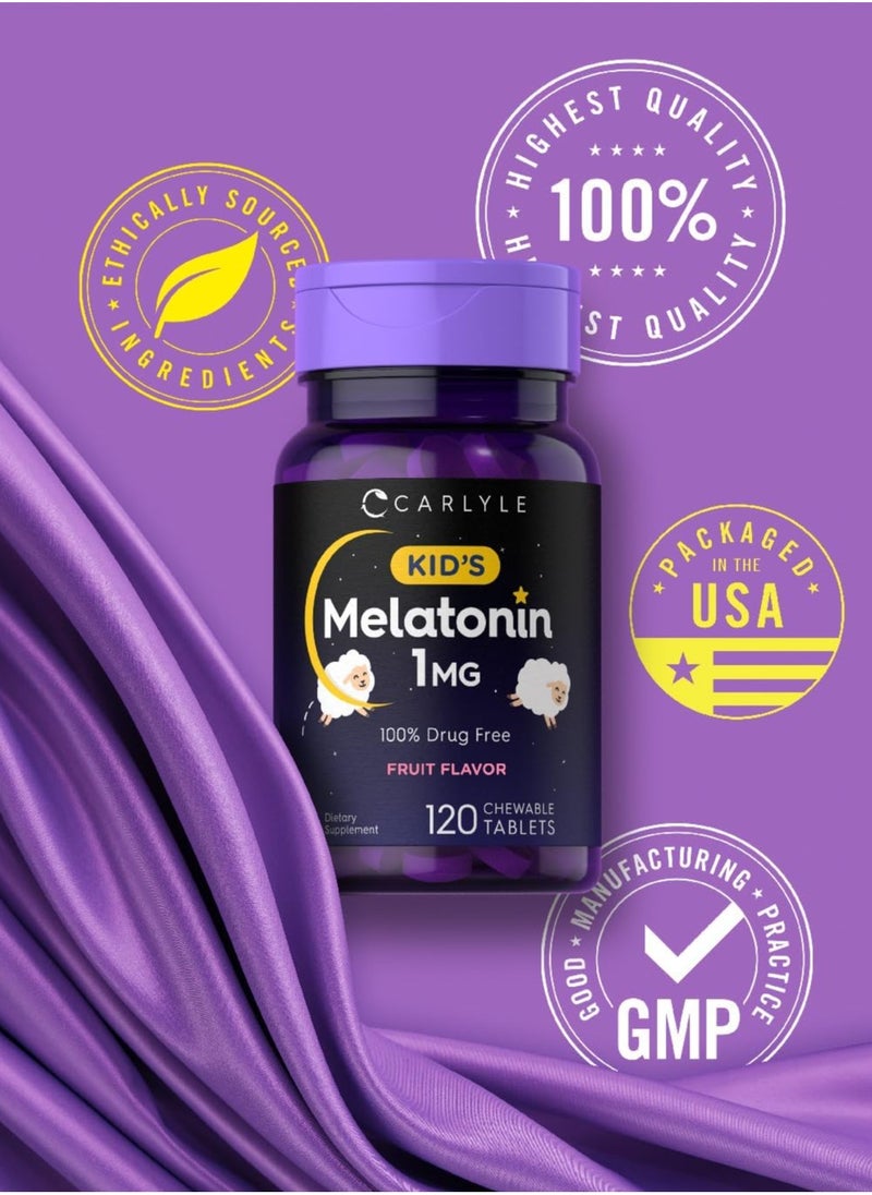 CARLYLE - Kids Melatonin 1mg, Fruit Flavor, 120 Chewable Tablets - Image 1