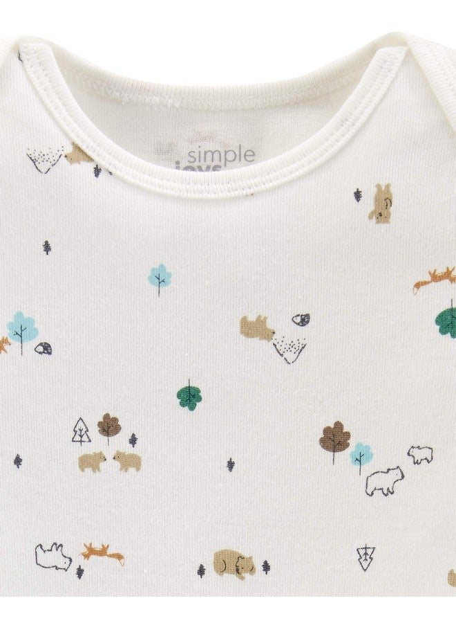 Simple Joys by Carter's Simple Joys by Carter's Baby Boy's 5-Pack Long-Sleeve Bodysuit Shirt, bears/animals green/stripes, 3-6 Months - Image 3