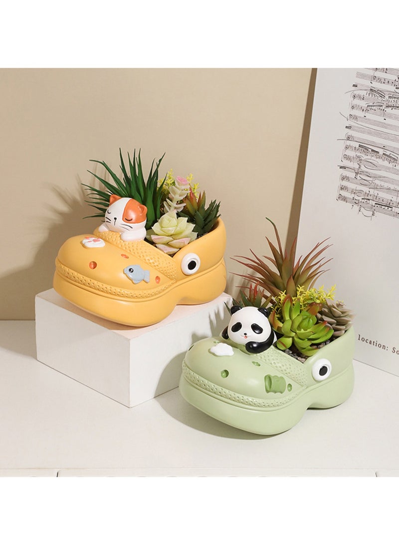 Generic Large Hole Shoe Resin Succulent Plant Gardening Potting Container, Garden Creative Slipper Flower Pot Fun Potted Plant ( Panda) - Image 3