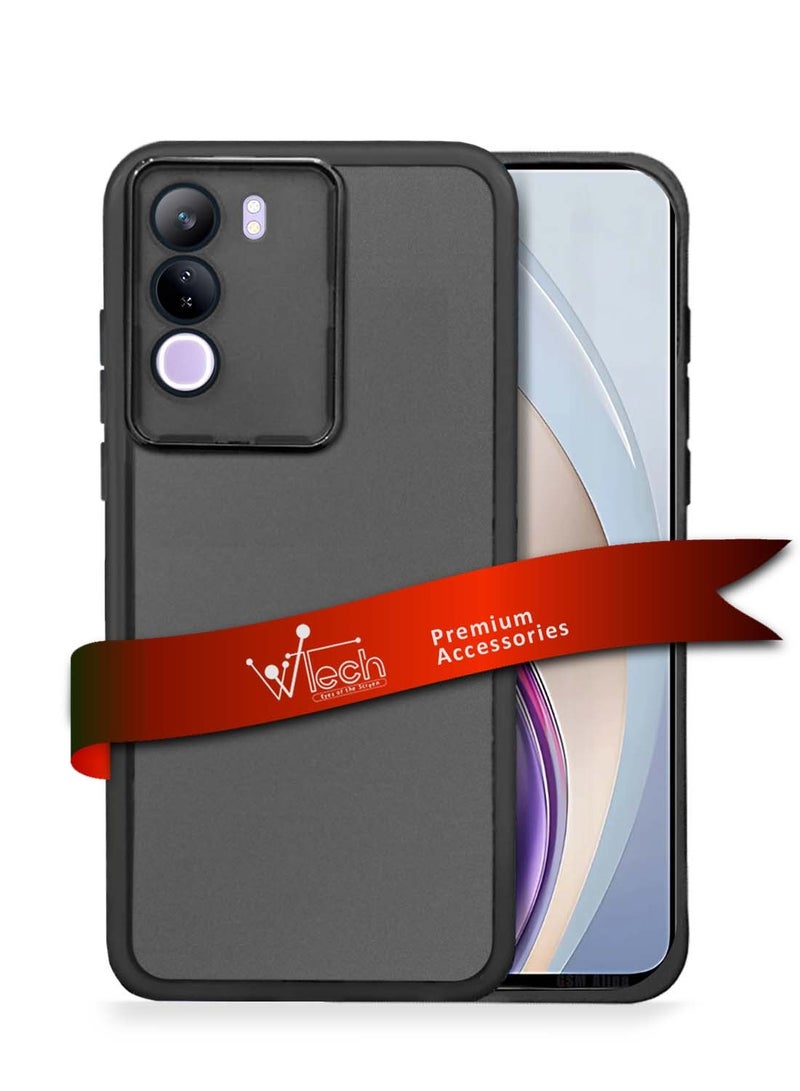 Wtech vivo V40 Lite (IDN) 5G 2024 Soft Transparent TPU Silicone Ultra Thin Phone Stylish Electroplated Camera Border Back Case Cover - Black - Image 1