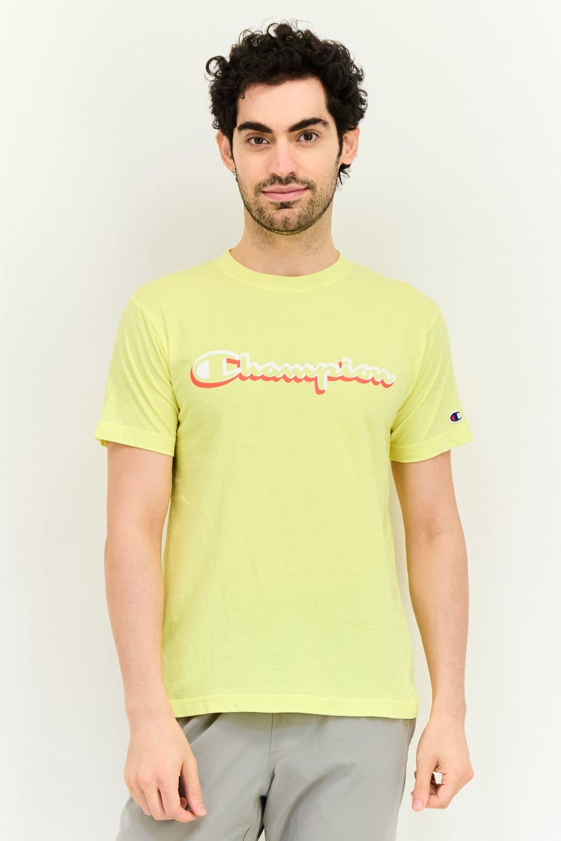 Champion تي شيرت رياضي للرجال بأكمام قصيرة مناسب في الهواء الطلق، أصفر - Image 1