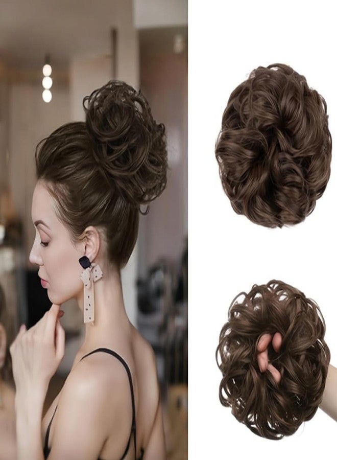 BLUSHIA Messy Bun Hair Piece Synthetic Hair Extension With Elastic Rubber Band Hairpiece for Women (Brown, Pack of 1) - Image 1
