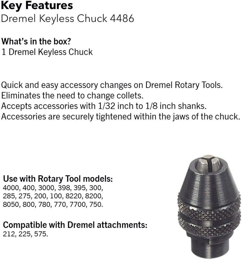 DREMEL 4486 for Multi Quick Change Keyless Chuck Rotary Tools Replacement 3000 4000 7700 8200 - Image 3