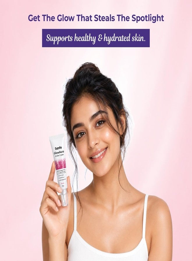 Sanfe GlowAura Strobe Cream | Pink | 30 g | 3-In-1 Primer, Highlighter & Moisturiser | Skin Tint & Glow | Face Cream For Women Daily Use | Beauty Products | Instant Dewy Effect | For All Skin Types - Image 4
