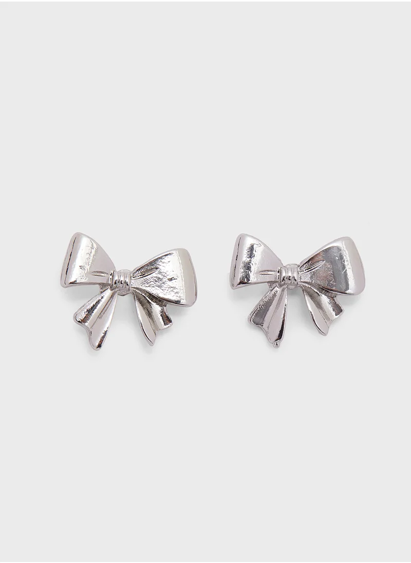 Ginger Bow Pearl Necklace & Stud Earring Set