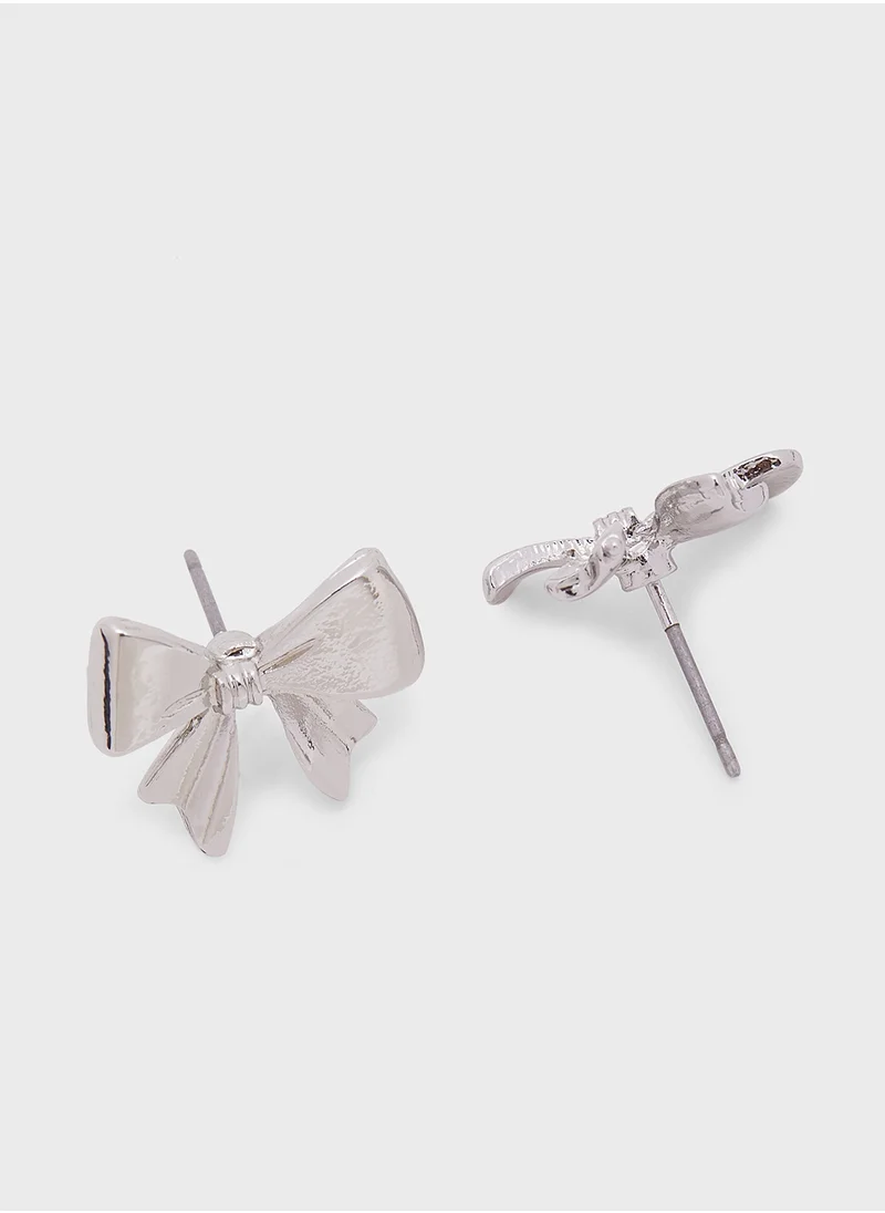 Ginger Bow Pearl Necklace & Stud Earring Set