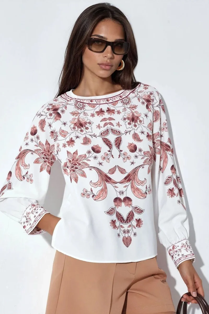Jennyfer Floral Embroidered Crepe Blouse