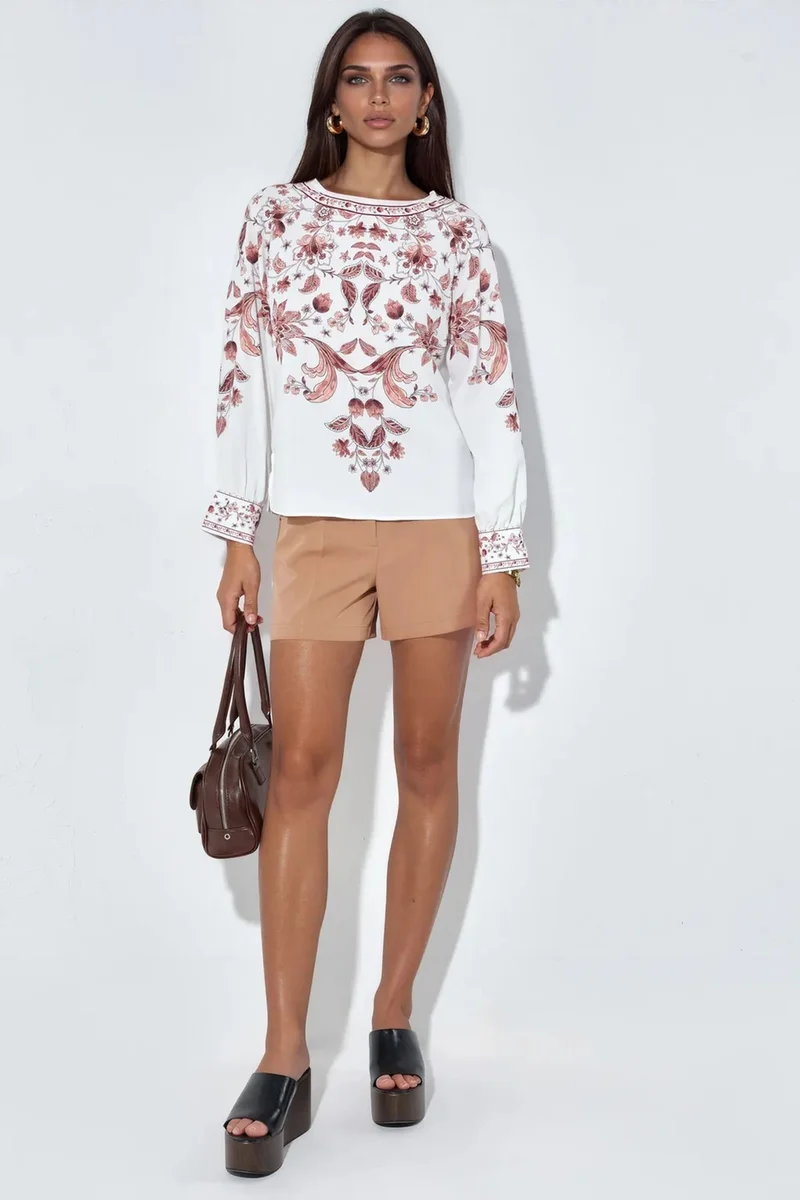 Jennyfer Floral Embroidered Crepe Blouse