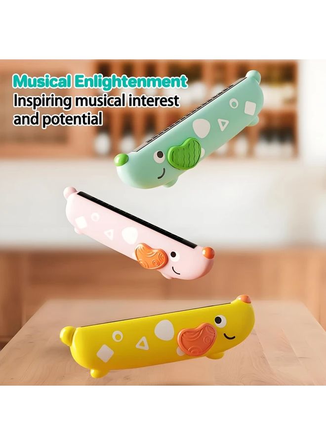 هارمونيكا صفراء للأطفال 16 فتحة مع وجوه حيوانات للمبتدئين - Image 4