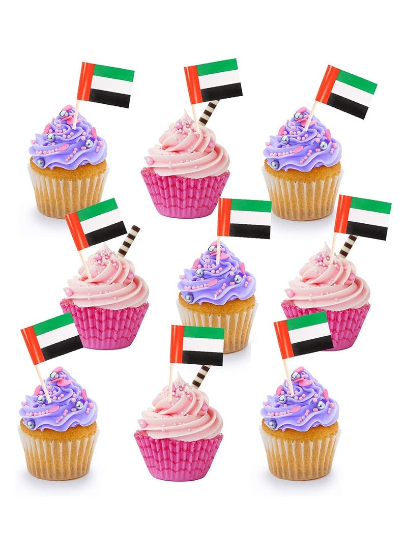 PRINTSHOP4ME United Arab Emirates Flag-Toothpick Flags-United Arab Emirates Cupcake Toppers Stick Flags-UAE Flag Day-UAE National Day Flag-Party Supplies Flag Decoration - Image 1