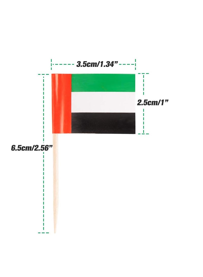 PRINTSHOP4ME United Arab Emirates Flag-Toothpick Flags-United Arab Emirates Cupcake Toppers Stick Flags-UAE Flag Day-UAE National Day Flag-Party Supplies Flag Decoration - Image 3