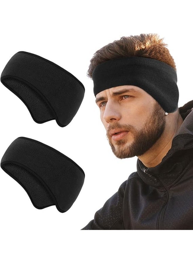 2 قطع الأذن الدافئة الرأس الشتاء طبقة مزدوجة الصوف الأذن الدافئة المضغوطات الرأس الأذن غطاء للرجال النساء التزلج الجري ركوب الدراجات المشي لمسافات طويلة ، حجم واحد - Image 1