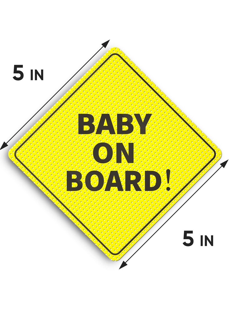 Generic ASSURED SIGNS Baby On Board Signs, Car Essentials - Baby On Board Sticker - 2 Pack, 5" by 5" - Bright Yellow and See-Through When Reversing - Best Safety Signs - Non Magnet - Durable Strong Adhesive  - Image 2