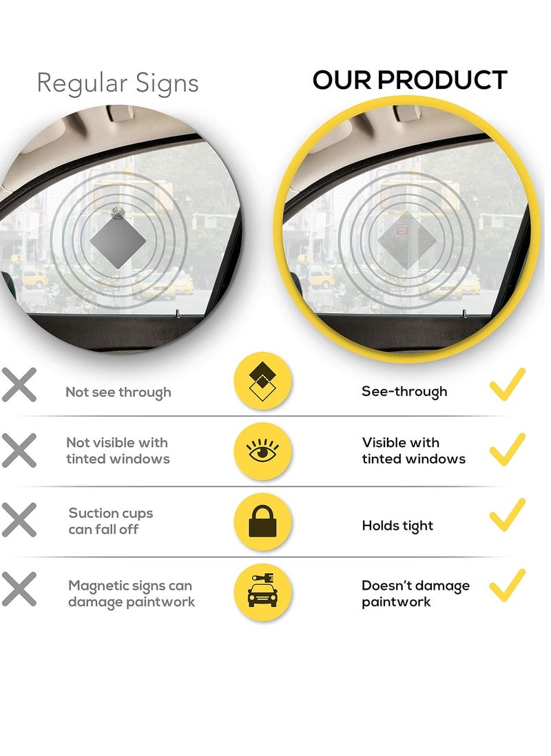 Generic ASSURED SIGNS Baby On Board Signs, Car Essentials - Baby On Board Sticker - 2 Pack, 5" by 5" - Bright Yellow and See-Through When Reversing - Best Safety Signs - Non Magnet - Durable Strong Adhesive  - Image 3
