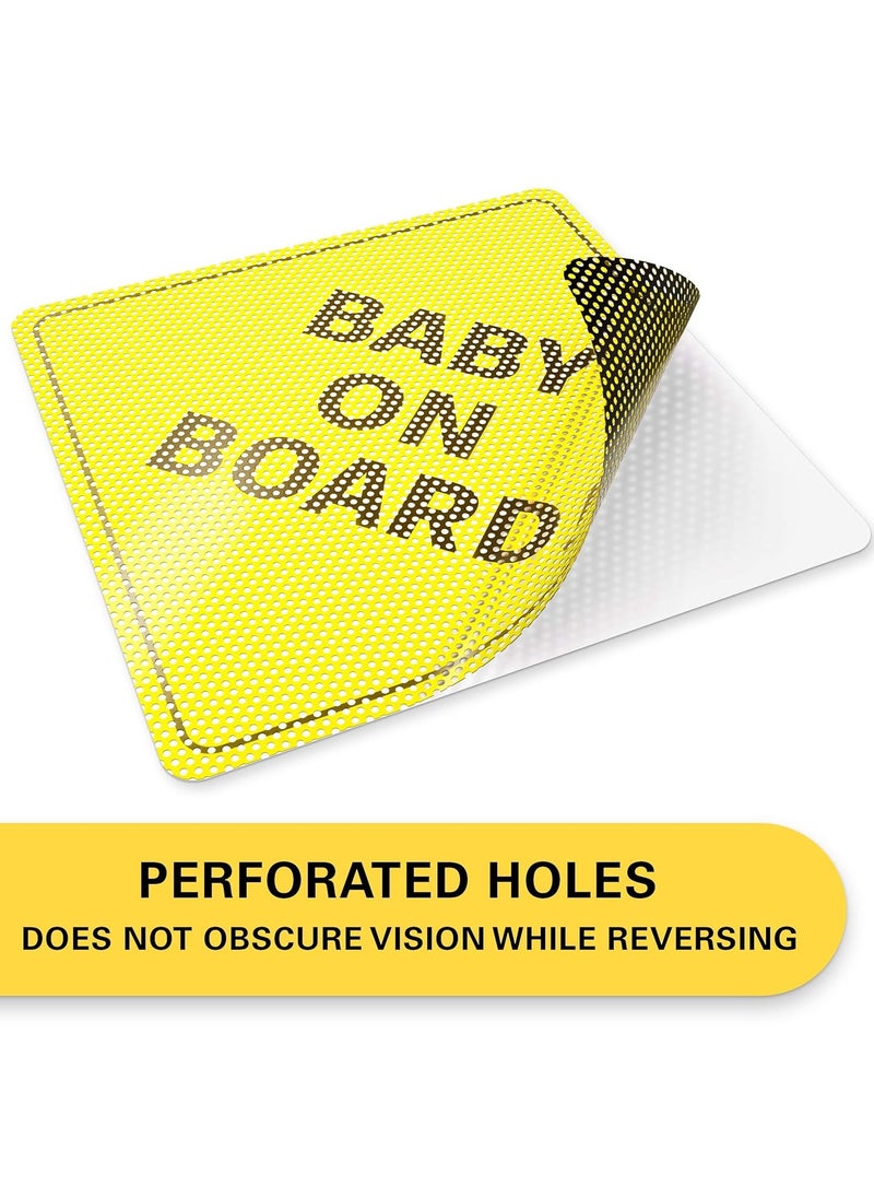 Generic ASSURED SIGNS Baby On Board Signs, Car Essentials - Baby On Board Sticker - 2 Pack, 5" by 5" - Bright Yellow and See-Through When Reversing - Best Safety Signs - Non Magnet - Durable Strong Adhesive  - Image 4