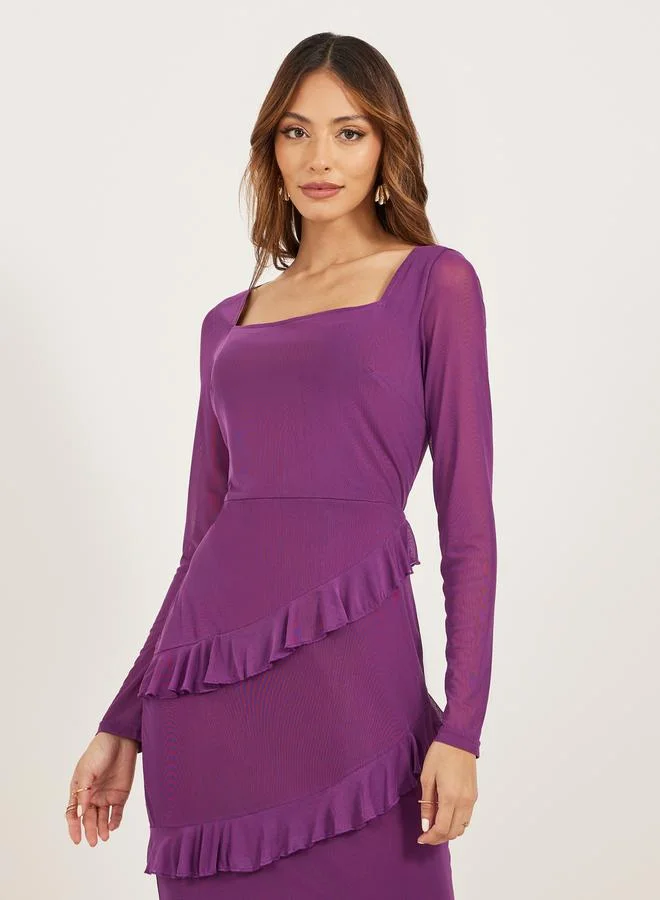 Styli Ruffled Long Sleeve Dress