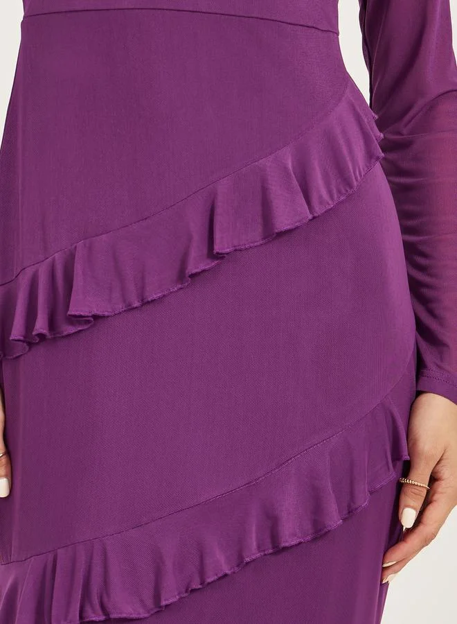 Styli Ruffled Long Sleeve Dress