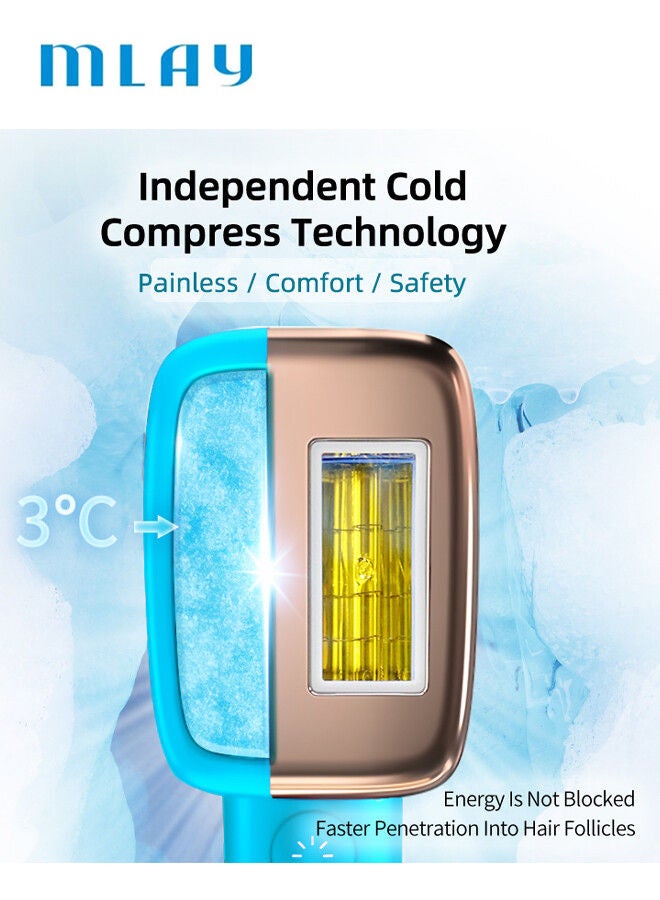 كينسي بيوتي جهاز MLAY T14 IPL محدث لإزالة الشعر غير مؤلم بالليزر مع مصباح بيكيني (مع مزيل الرؤوس السوداء هدية) 500000 نبضات 5 مستويات أزرق سماوي - Image 3