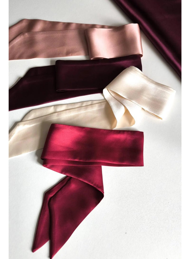 hort Silk Neck Scarf, Red, Burgundy, Pink, White Mulberry silk hair Tie, Skinny Neck Scarf, Headband, Purse scarves, Hairstyle accessories  - Image 2
