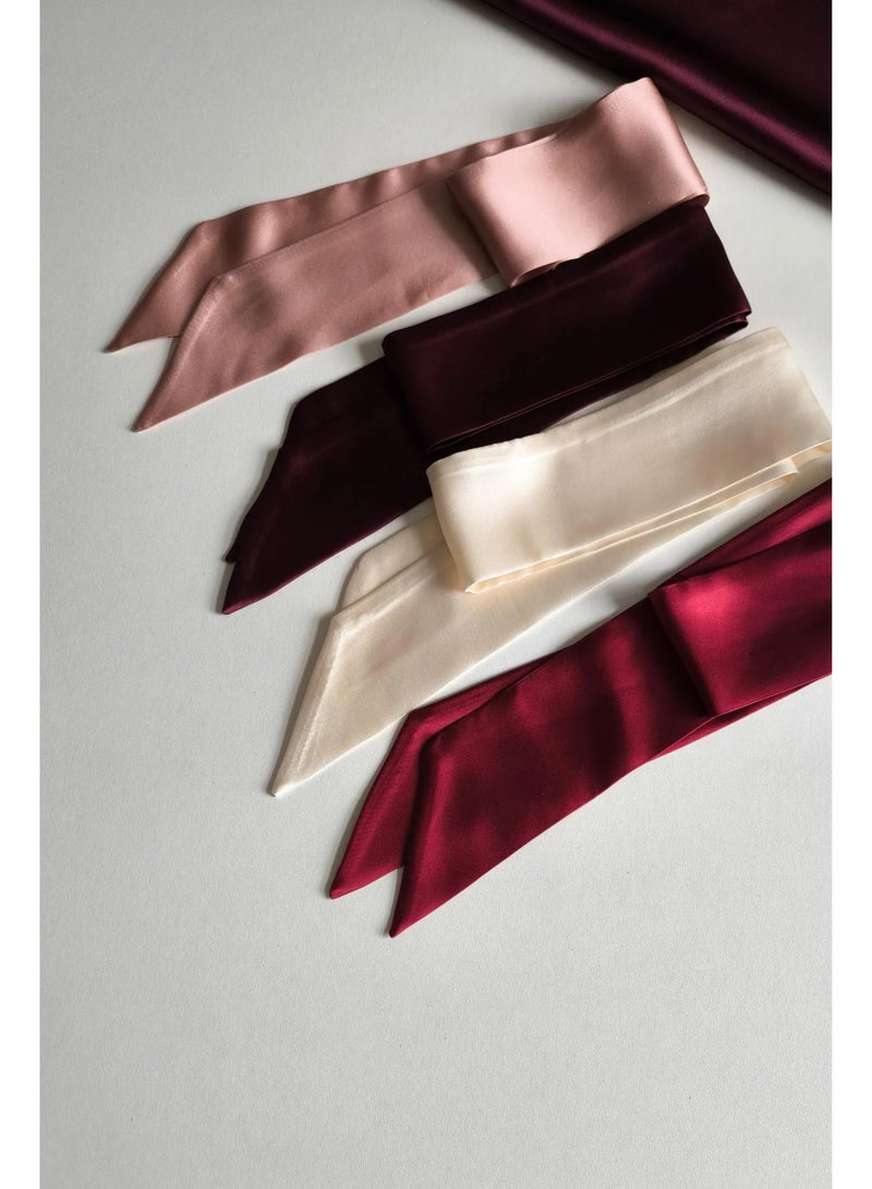 hort Silk Neck Scarf, Red, Burgundy, Pink, White Mulberry silk hair Tie, Skinny Neck Scarf, Headband, Purse scarves, Hairstyle accessories  - Image 1