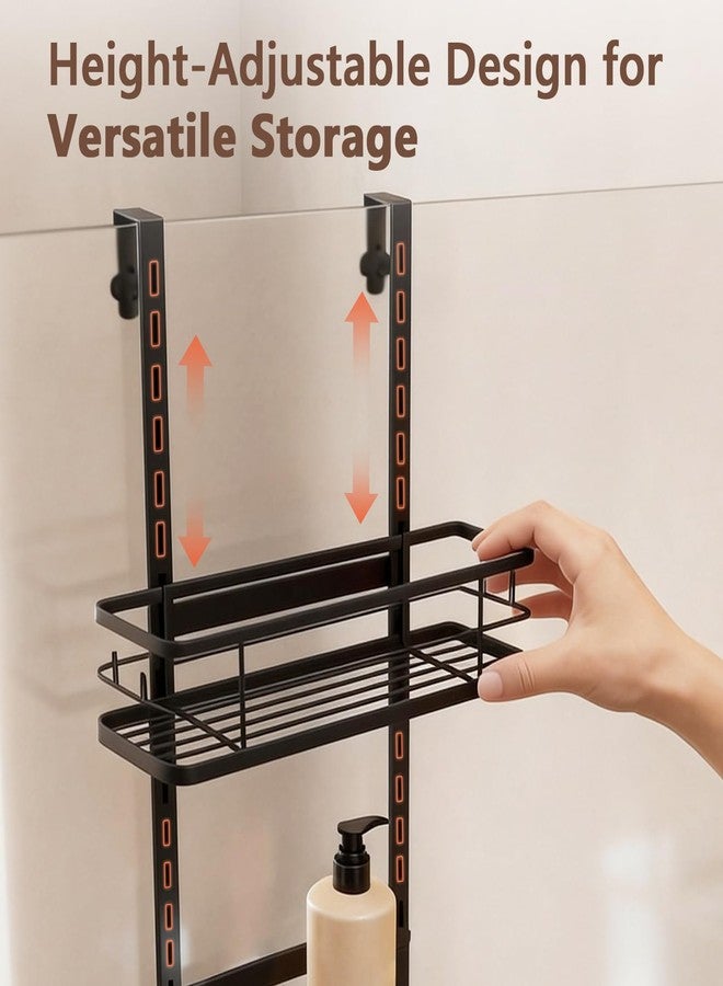 Johamoo Over The Door Shower Caddy, 304 Stainless Steel Hanging Bathroom Organizer, Pantry Organizer & Kitchen Storage Rack with 3 Adjustable Shelves, No Drilling Hanging Shelf with 14 Hooks, Black - Image 5