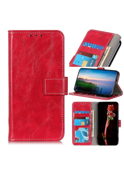 Case Cover For Vodafone Smart E11 Retro Crazy Horse Texture Horizontal Flip Leather Case with Holder & Card Slots & Photo Frame & Wallet Red