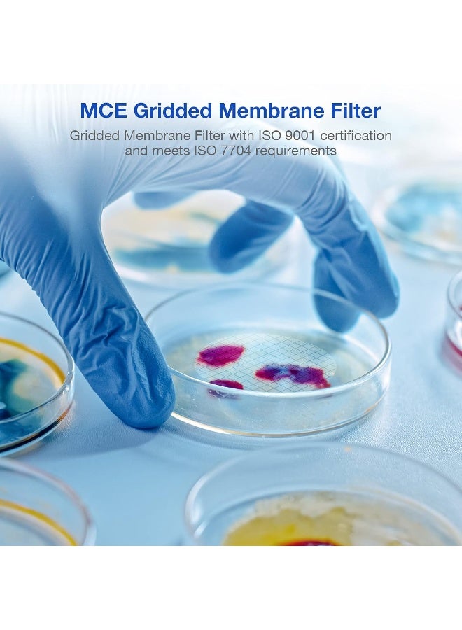 SimPure MCE Gridded Membrane Filter Sterile, 47mm Diameter and 0.45um Pore Size, Individual Pack Membrane Disc Filter, Hydrophilic Filter Paper, Pack of 100 - Image 3