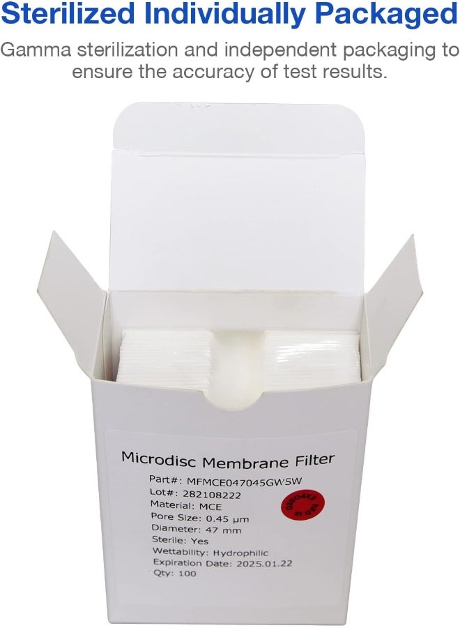 SimPure MCE Gridded Membrane Filter Sterile, 47mm Diameter and 0.45um Pore Size, Individual Pack Membrane Disc Filter, Hydrophilic Filter Paper, Pack of 100 - Image 5