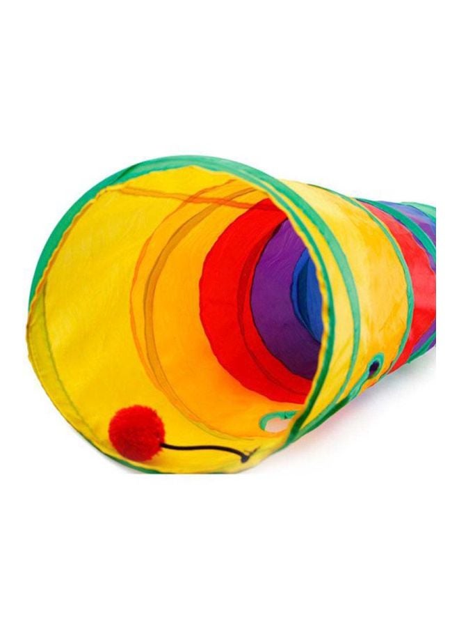 Foldable Cat Tunnel With Ball Kitten Toy Multicolour Yellow/Red/Green - Image 4