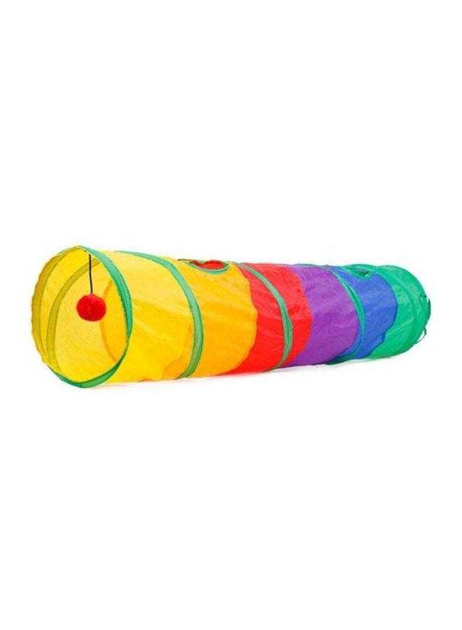 Foldable Cat Tunnel With Ball Kitten Toy Multicolour Yellow/Red/Green - Image 2