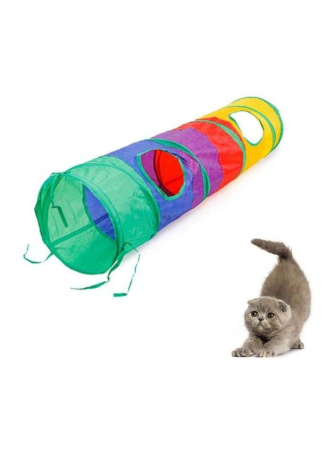 Foldable Cat Tunnel With Ball Kitten Toy Multicolour Yellow/Red/Green - Image 3