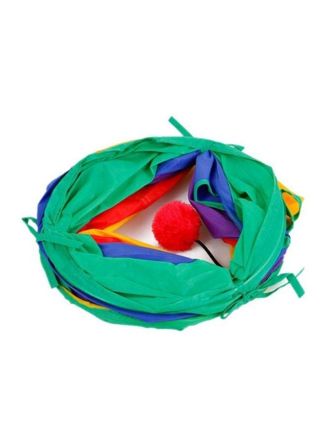 Foldable Cat Tunnel With Ball Kitten Toy Multicolour Yellow/Red/Green - Image 5