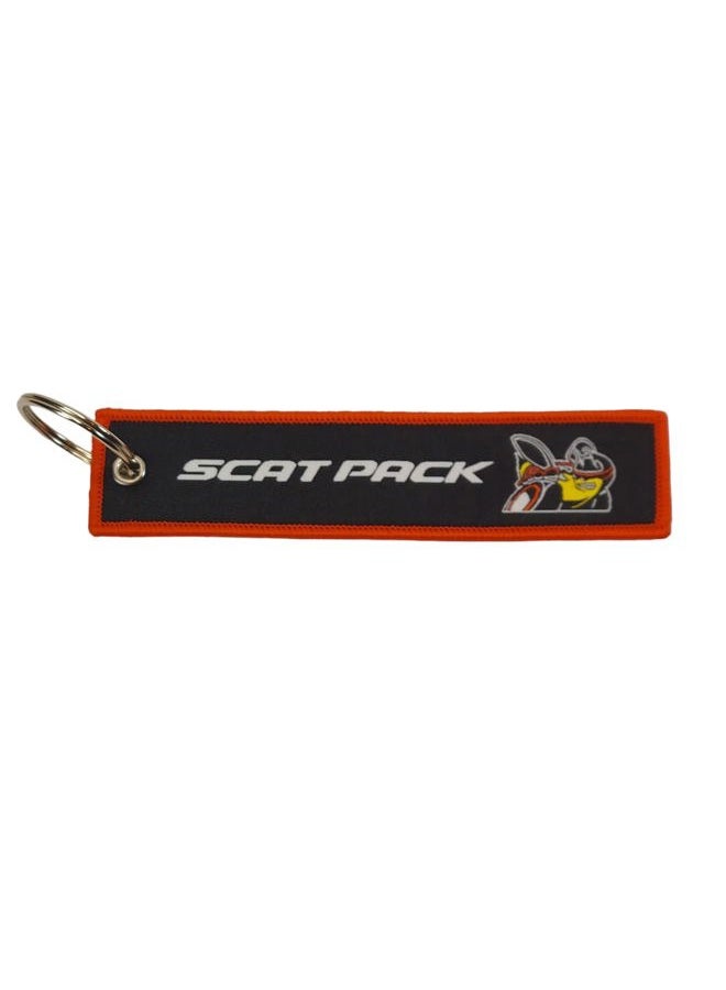 Scat Pack Logo Woven Keychain 5" x 1", Black, 5" X 1"