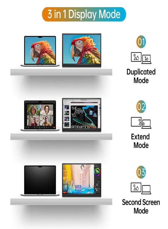 WCV Portable Monitor 15.6 Inch 1080P USB-C HDMI Ultra-Slim Travel Monitor with Kickstand, Compatible with Xbox, Laptop, PC, Mac Phone, PS, Swich IPS Ultra-Thin Zero Frame Gaming Monitor - Image 5
